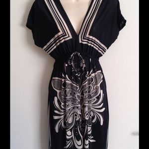 Shoreline Silky Black & White Dress